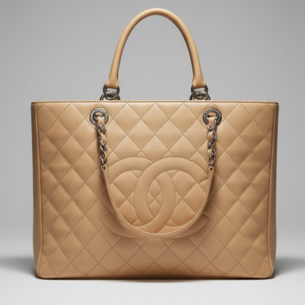 Chanel Tan Quilted Leather Tote Bag